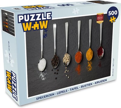 Puzzel Specerijen - Lepels - Tafel - Rustiek - Kruiden - Legpuzzel - Puzzel 500 stukjes