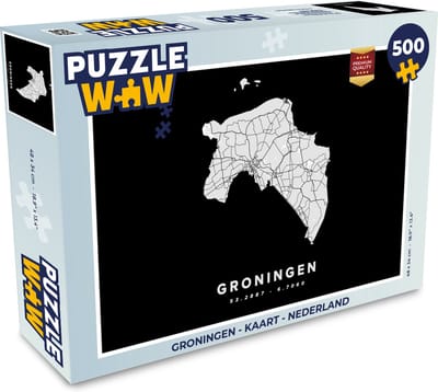 Puzzel Groningen - Kaart - Nederland - Legpuzzel - Puzzel 500 stukjes