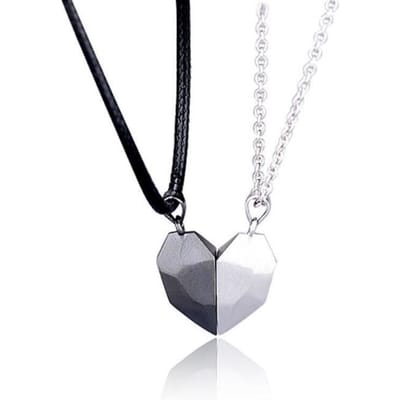 Collier - YWEI - 2 pièces - Argent - Minimaliste - Amoureux Magnétique gray