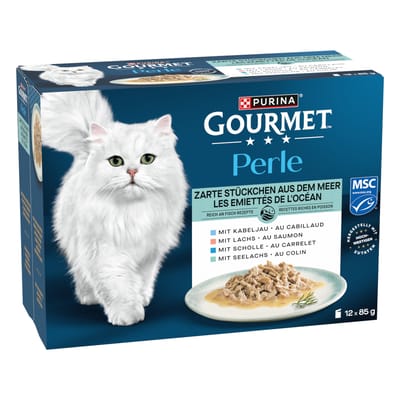 Gourmet Perle Gemengde Selectie 12 x 85 g - Malse stukjes zee in saus (4 varianten)