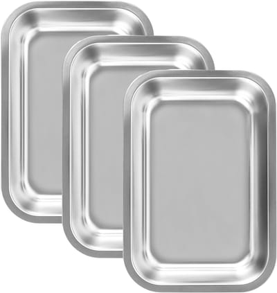 Dailygoods- Bakvorm Roestvrij staal - Rechthoekig - Tiramisu Vorm - Set van 3 - Duurzaam - Geschikt voor oven - Ovenschaal