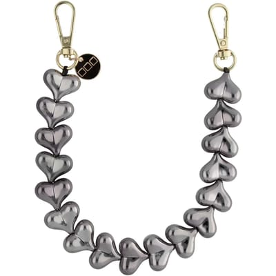 123watches Telefoonkoord Heart - chrome zwart - goud - Geschikt voor iPhone en andere smartphones