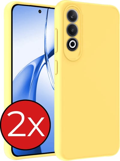 Hoesje - 2 Stuks - Geschikt voor OnePlus Nord CE4 - Sterk & Shockproof - Telefoonhoes - Back Cover - Case Siliconen - Telefoon Hoes - Geel