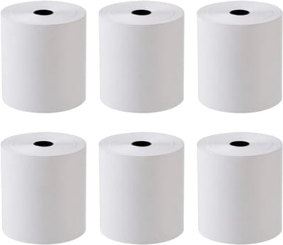 SnelShoppen - 6 Rollen 80 x 80 mm Premium Thermisch Papier voor Kassasystemen, BPA-vrij, Geschikt voor EPOS Printers, Wit, 44 m, 13 mm Kern