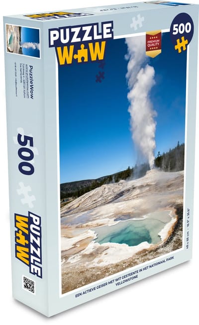 Puzzel Een actieve geiser met wit gesteente in het Nationaal park Yellowstone - Legpuzzel - Puzzel 500 stukjes