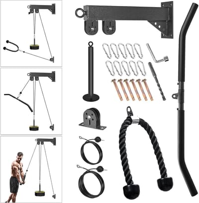 Fitness Katrol Systeem - Home Gym Kabel - Kracht Training - 300 LBS Belasting - Zwart