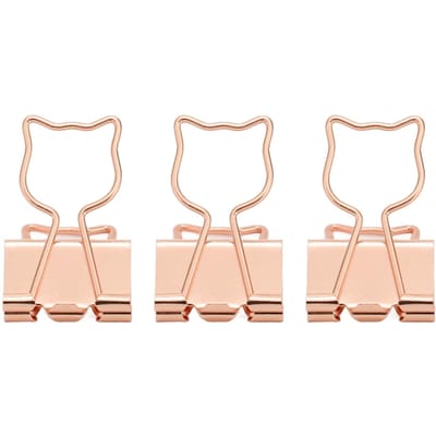 100 stuks Binderclips Katvorm Metaal IJzer Hol Compact Draagbaar Leuke Binderclips voor Documenten rosé gouden kleur