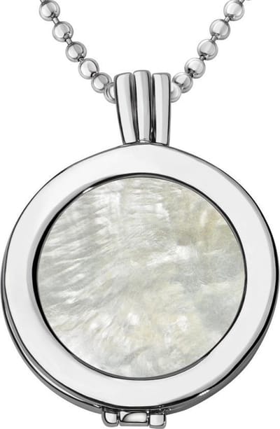 Quiges - Munthouder met Ketting en Munt 25mm Schelp Kunstparel - Zilverkleurig - EPRHZ018