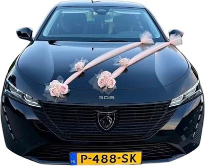 AUTODECO.NL - ANA POEDER PERZIK Auto Versiering Bruiloft - Trouwauto Decoratie perzik tule - perzik bloemstuk - Autodecoratie - perzik Rozen & Tule - Motorkap Versiering - Autobloemstuk Bruiloft - Bloemen op de Auto- Bloemen op de Motorkap -Trouwerij