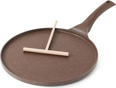 Toffeebruine Pannenkoekenpan 26 cm - Geschikt voor Inductie met Antiaanbaklaag