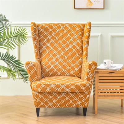 Spandex Stretch Oorfauteuilhoes Bloemenprint Hoge Rug Leunstoelhoezen Elastische Relax Bankhoezen met Zitkussenhoes