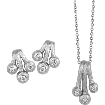 Orphelia Dames 925 Sterling Zilver Set: Ketting-Hanger + Oorbellen - Zilver SET-5233
