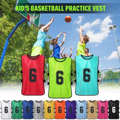 6 Pièces Débardeurs de Football pour Enfants Séchage Rapide Maillots de Football Sports de Jeunes Entraînement d'Équipe de Basketball Bavoirs Numérotés 6pcs For Children bleu ciel