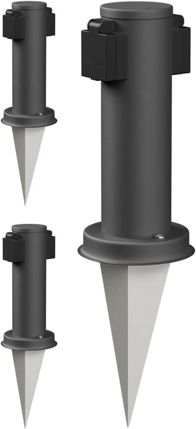 Tuinstroomzuil - Buitenstopcontact - Stroomvoorziening Tuin - IP44 Spatwaterdicht - 27 cm Hoog - Antraciet