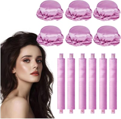 Haarkrullers Set - Hittevrije Krulers - Zelf Haar Stijlen - Zijdezacht Satijn - 6 Stuks - Roze