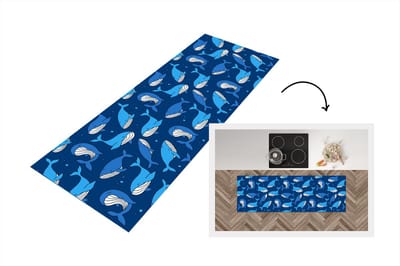 Keukenloper - Loper keuken - Walvis - Patronen - Dieren - 150x50 cm - Keukenloper vinyl