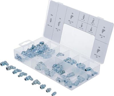 Assortiment Smeernippels - Nippel Set - Onderhoud Machines - Verzinkte Staal - 110-Delig - Zilverkleurig