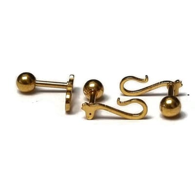 Aramat Jewels | Piercings | Slang Helix Oorknopje Goudkleur | | | |8mm | Staal | Volwassenen | Verkleurd niet