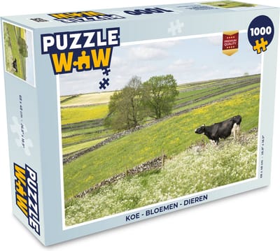 Puzzel Koe - Bloemen - Dieren - Legpuzzel - Puzzel 1000 stukjes volwassenen