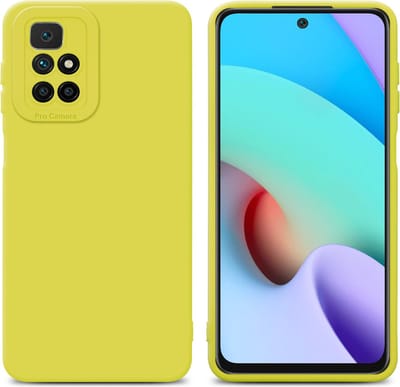 Cadorabo Hoesje geschikt voor Xiaomi RedMi 10 in FLUID GEEL - Beschermhoes gemaakt van flexibel TPU silicone Cover Fluid Case