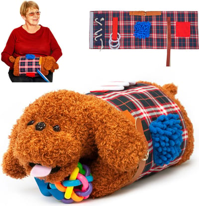Fidget Muff voor Ouderen - Sensorische Fidget Deken en Muff – Friemel Materialen - Activiteiten voor Senioren met Alzheimer of Dementie - Kalmerend Dementieproduct - Ideaal Cadeau voor Ouderen - 40 x 17 x 16 cm
