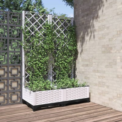 vidaXL - Plantenbak - met - latwerk - 80x40x121,5 - cm - polypropeen