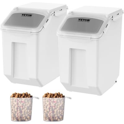 VEVOR Motbestendige Opbergcontainers Keukenopbergdoos 15L X 2, Zichtbare Opbergcontainer Pp met Deksel En Wielen, Luchtdichte Container voor Rijst, Meel, Suiker, Peulvruchten, Noten, Dierenvoeding