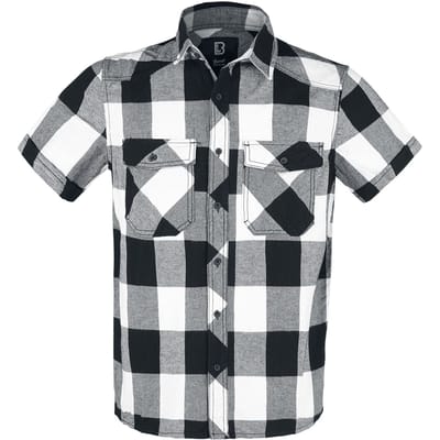 Brandit Shirt met korte mouwen - Checkshirt halfsleeve - M tot L - voor Mannen - wit-zwart