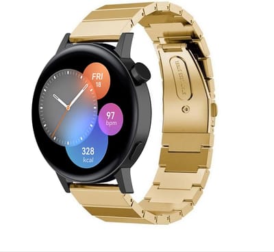 Metalen bandje geschikt voor Huawei Watch GT / GT 2 42mm / Huawei Watch GT 3 42mm / Huawei Watch GT 3 Pro 43mm bandje staal - Stalen bandje RVS metaal schakels - Schakelbandje quick-release - Goud
