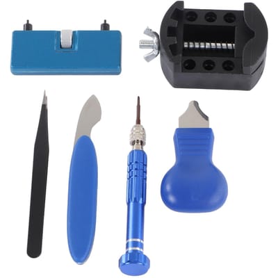 Outils de réparation de montres Ouvre-fond de montre Couteau à levier Pince à épiler Perceuse à main Kit d'ouvre-fond de boîtier black