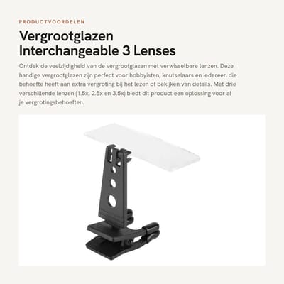 Dailygoods- Opsteekloep 1,5x/2,5x/3,5x Vergrootglas - Kunststof Behuizing - Optische Lens - Verstelbare Lichthoek - Duurzaam - Brede Toepassing