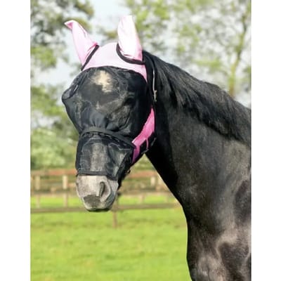 QHP Vliegenmasker Met Afneembare Neusflap Roze - Shetlander