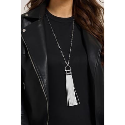 Yours Zilverkleurige Statement Langwerpige Ketting Met Kwastsize One Size