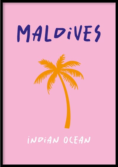 Poster Maldives - 50x70 cm - Stadsposter - WALLLL - Exclusief lijst - Professioneel fotopapier