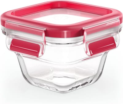 Famanu - Clip & Close glazen vershouddoos, vierkant, 0,18 l, 100% dicht, stapelbaar, oven-, magnetron- en vriezerbestendig