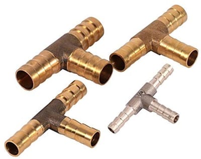 Dailygoods - 3-weg T-weg brandstofslang adapter - Messing verbindingsstuk - Gouden kleur - Voor brandstof en water - Hoge temperatuur tot 100 graden C...