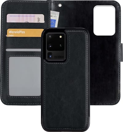 Hoes - 2 in 1 - Geschikt voor Samsung Galaxy S20 Ultra - Met Uitneembare Hard Cover - Bookcase - Wallet Case - Met Pasjeshouder - Book Case - Uitneembaar - Pashouder - Kunstleer - Zwart