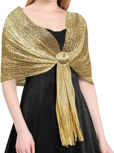 Metalen Sjaals en Wraps voor Vrouwen - Elegante Avondwrap, Stola en Sjaal voor Bruiloften, Feesten en Bruidsmeisjes