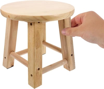 Houten Ronde Kruk - Voetbankje - Extra Zitplaats - Massief Hout - 25x25cm - Niet gespecificeerd