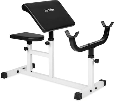 tectake® Biceps Curl Halterbank | Bekleding, Zitting en Curlplank in Hoogte Verstelbaar | Afmetingen: 100 x 65 x 96 cm