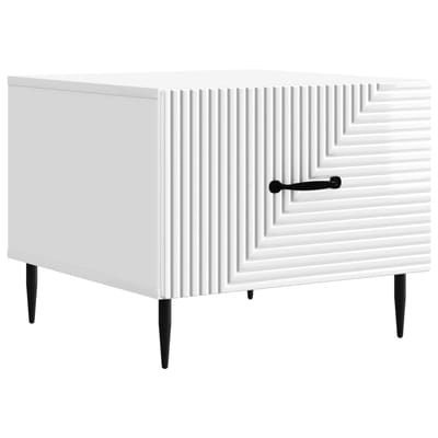 vidaXL - Salontafel - met - lade - Hoogglans - Wit - 49 - x - 50 - x - 40 - cm - Bewerkt - hout