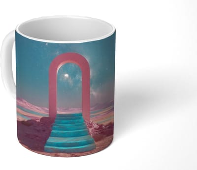 Mok - Koffiemok - Trap - Boog - Sterrenhemel - Mokken - 350 ML - Beker - Koffiemokken - Theemok