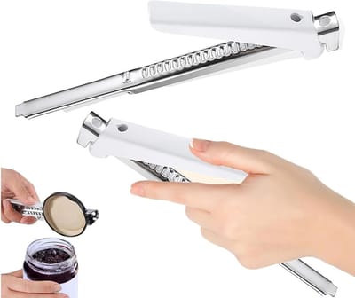 Verstelbare Glazen Dekselopener voor Senioren - Multi-functionele RVS Dekselopener voor Artritis en Gezinsgebruik, Ideaal voor Picknicks en Koken
