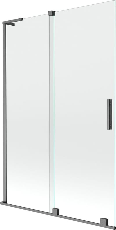 Mexen Velar L 2-delige schuifbare douchewand 120 x 150 , transparant, geborsteld gun grijs - 896-120-003-01-66