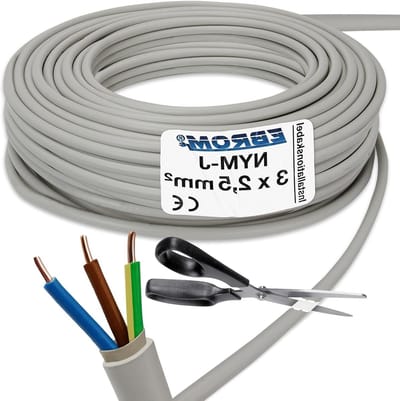 Installatiekabel NYM-J - Plastic kabel - Vaste installatie - VDE 0281 deel 204 - 25m - Grijs