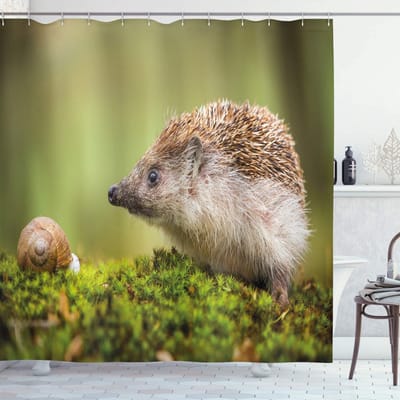 ABAKUHAUS Egel douchegordijn – Badkamerdecoratie – 175x180 cm – Groen/Bruin