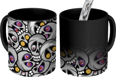 Magische Mok - Foto op Warmte Mokken - Koffiemok - Schedel - Patroon - Ogen - Magic Mok - Beker - 350 ML - Theemok