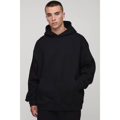 Essential Oversized Over the Head Hoodie | Black | Size XS