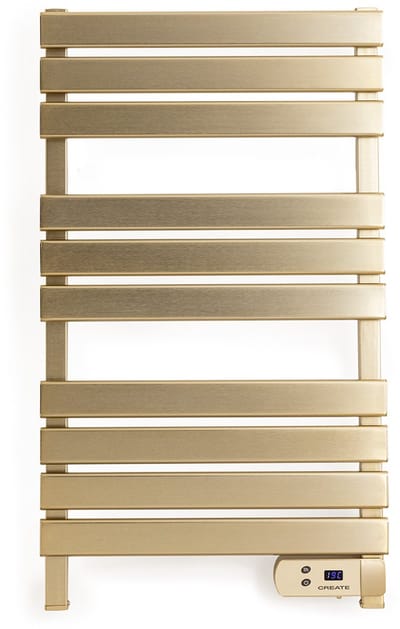 CREATE - Elektrische handdoekhouder 500W - Geborsteld goud - Zonder benen - Zonder plank - WARM TOWEL