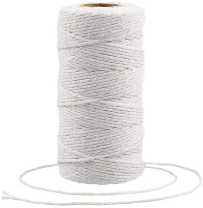 Cosensi - Dailygoods - Dailygoody - Katoenen Touw - Bakkers Touw - 100 Meter - Wit - Ambachtelijk Katoen - Voor Inpakken - 2 mm